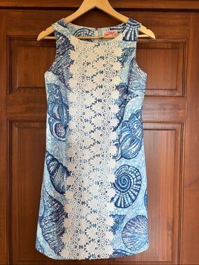 Lilly Pulitzer Shift Dress Originals Size 2 Blue Seashells